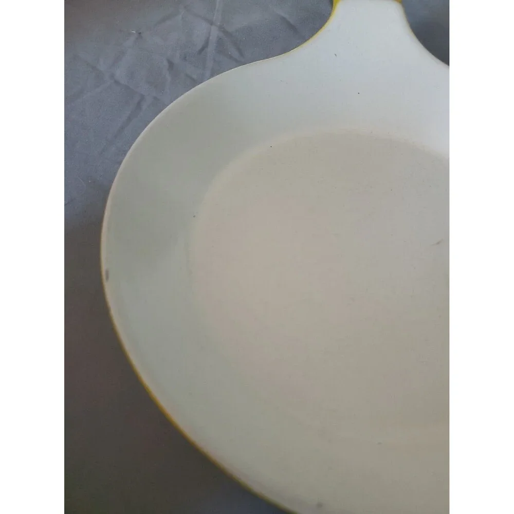 Copco Denmark Cast Iron Skillet Fry Pan Yellow White Enamel Cookware MCM 7.5